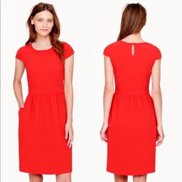 J. Crew Dresses & Skirts - J. Crew Red Crepe Cap Sleeve Dress